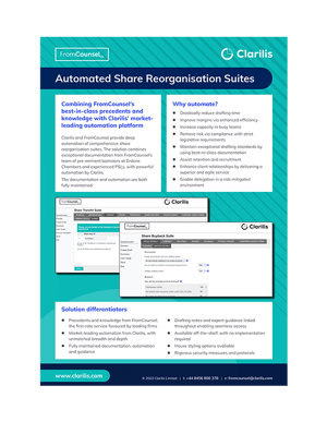 FromCounsel and Clarilis for Share Reorganisations Cover