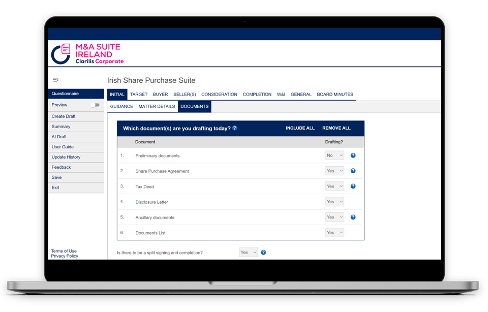 M&A suite  Ireland Laptop Image