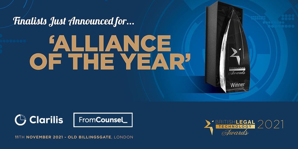 Clarilis is nominated for two prestigious awards for FromCounsel partnership