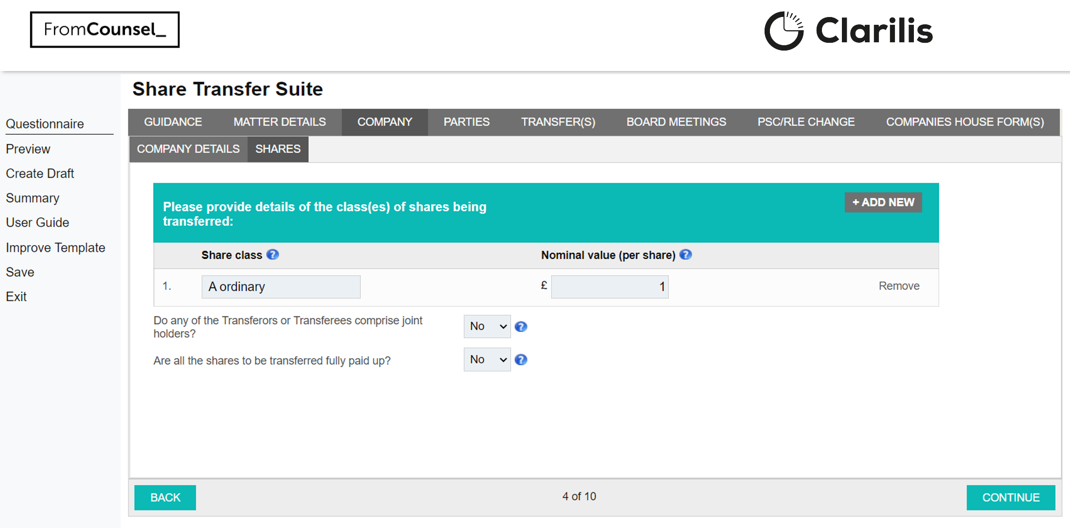 Share Transfer Suite